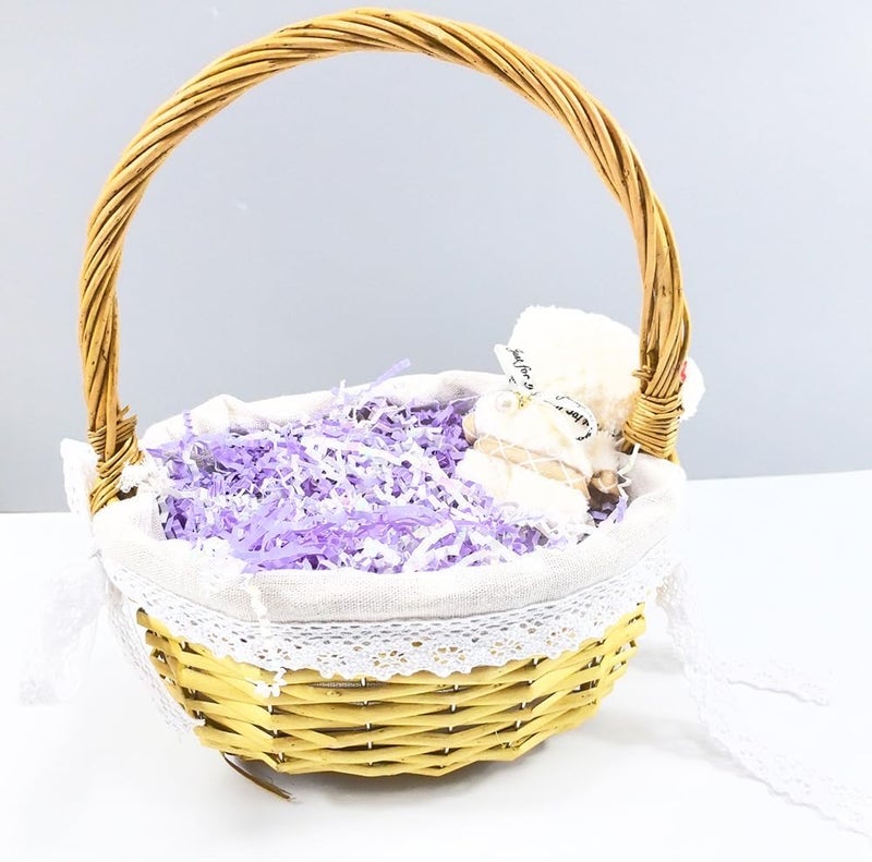 Amsthow Shredded Paper Gift Basket Stuffing 1/2 LB Diamond White and Purple Crinkle Cut Box Wrap Filler Basket Raffia Grass for Easter Decoration - Image 5